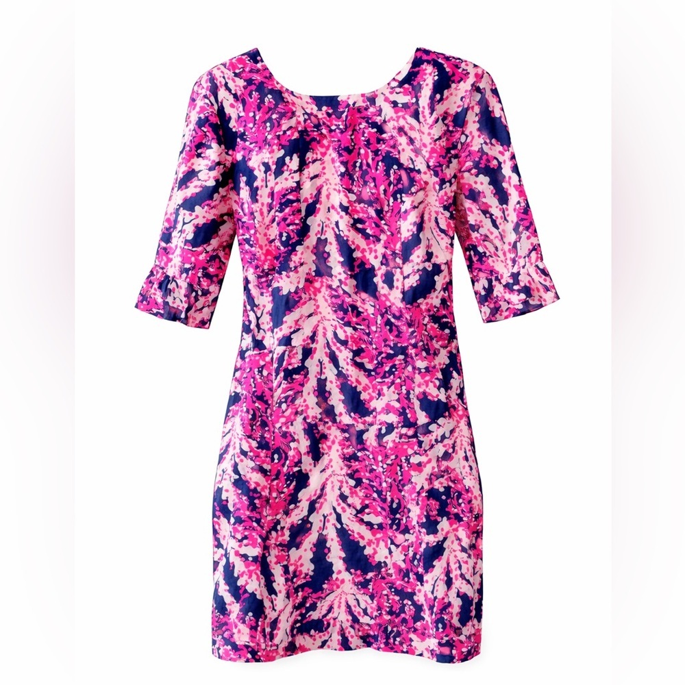 Lilly Pulitzer Fiesta Shift Dress Beyond The Sea Pink Blue Nautical Size 4